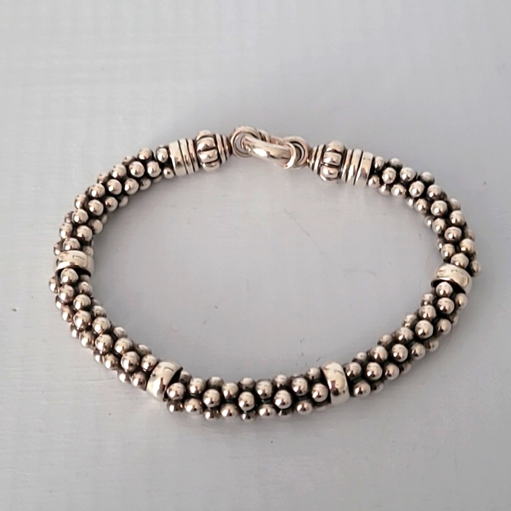 LAGOS Caviar Rope w/ Stations 7mm Caviar Bracelet Size M